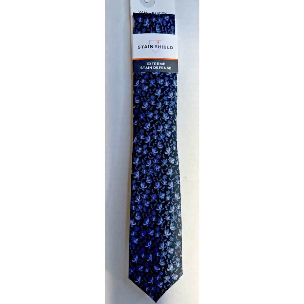 Van Heusen Stain Shield Blue With Flowers‎ Necktie NWT